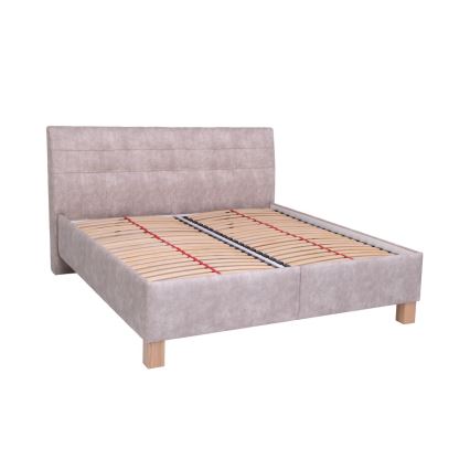 Тапицирано легло с матрак и пространство за съхранение VIOLET 160x200 см бежов