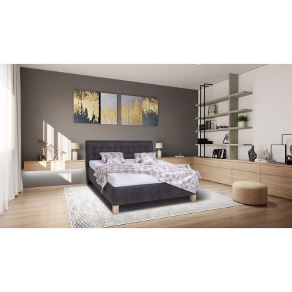 Тапицирано легло с матрак и пространство за съхранение VIOLET 160x200 см тъмносив