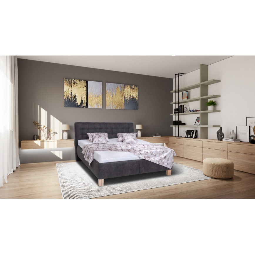 Тапицирано легло с матрак и пространство за съхранение VIOLET 160x200 см тъмносив