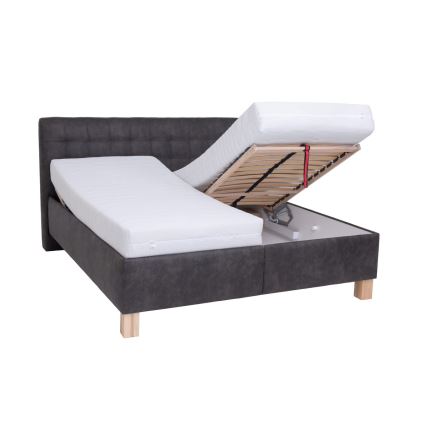 Тапицирано легло с матрак и пространство за съхранение VIOLET 160x200 см тъмносив