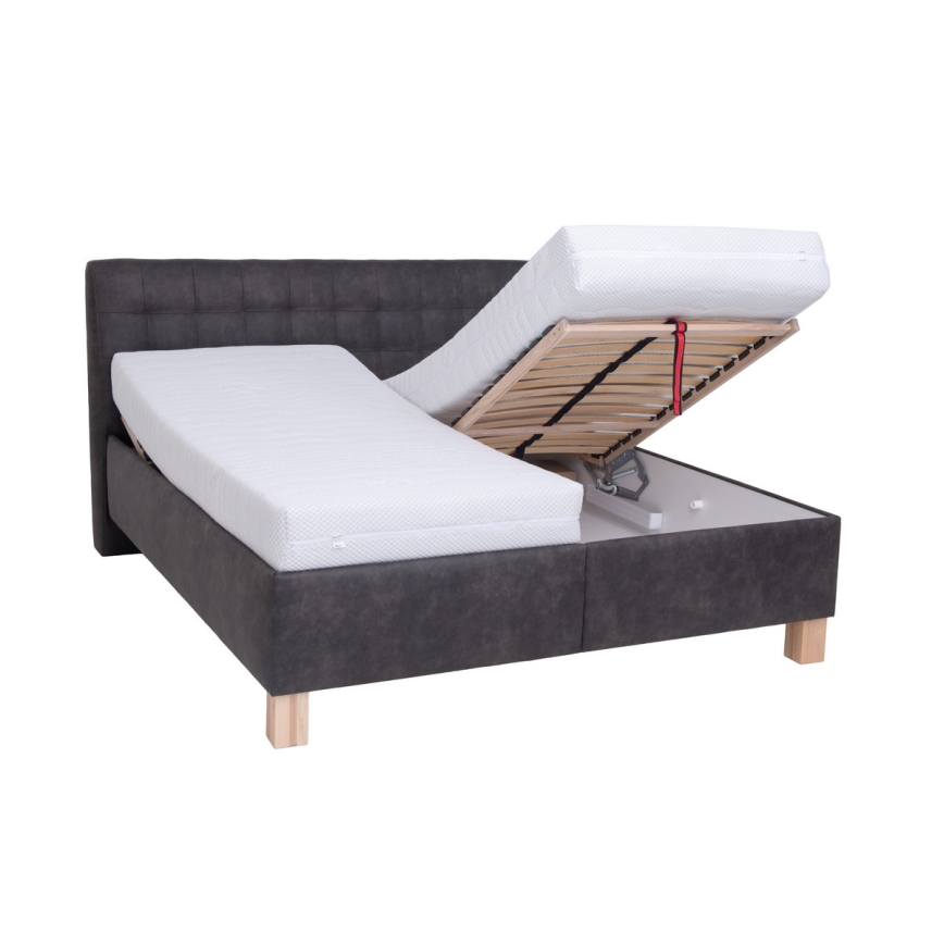 Тапицирано легло с матрак и пространство за съхранение VIOLET 160x200 см тъмносив