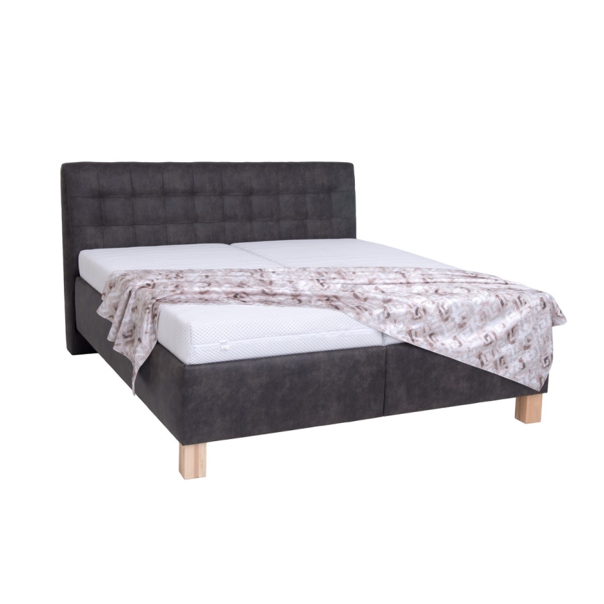 Тапицирано легло с матрак и пространство за съхранение VIOLET 160x200 см тъмносив