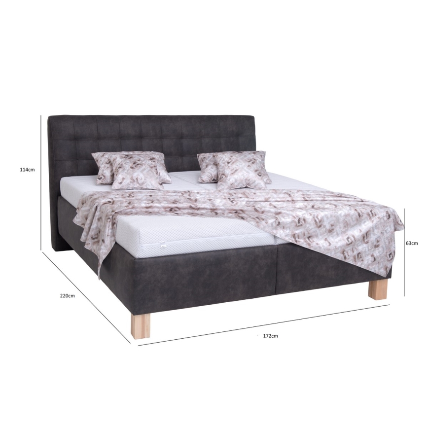 Тапицирано легло с матрак и пространство за съхранение VIOLET 160x200 см тъмносив