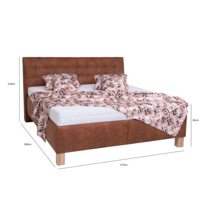 Тапицирано легло с матрак и пространство за съхранение VIOLET 160x200 см коняк кафяв