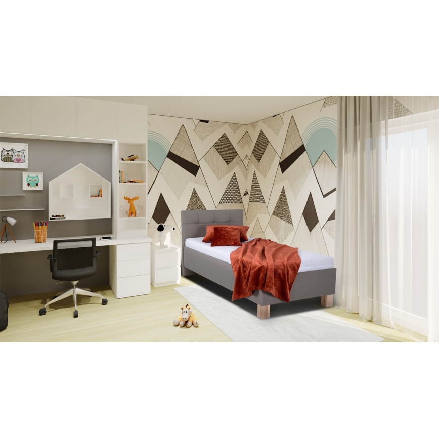 Тапицирано легло с матрак и вградено място за съхранение MARIA ONE 90x200 см таупе