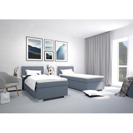 Тапицирано легло с матрак IDA 90x200 см син
