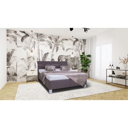 Тапицирано легло с място за съхранение без матрак ALIS 180x200 см кафяв