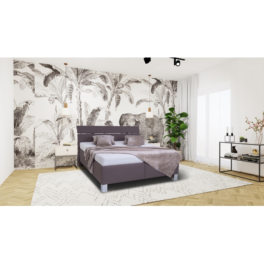 Тапицирано легло с място за съхранение без матрак ALIS 180x200 см кафяв