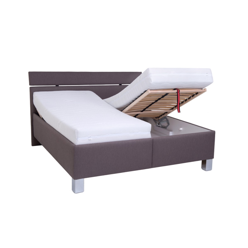 Тапицирано легло с място за съхранение без матрак ALIS 180x200 см кафяв
