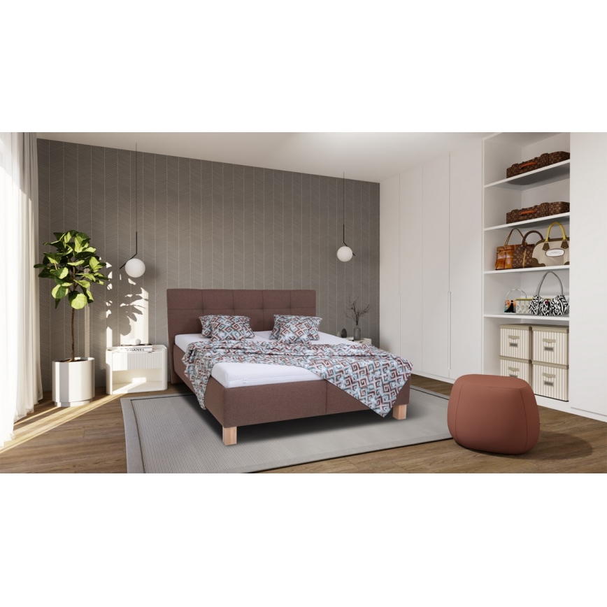 Тапицирано легло с място за съхранение без матрак MARIA 160x200 см кафяв