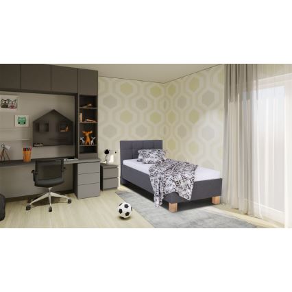 Тапицирано легло с място за съхранение без матрак MARIA ONE 90x200 см сив