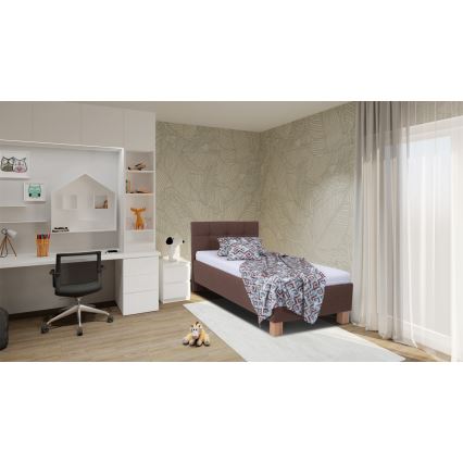 Тапицирано легло с място за съхранение без матрак MARIA ONE 90x200 см кафяв