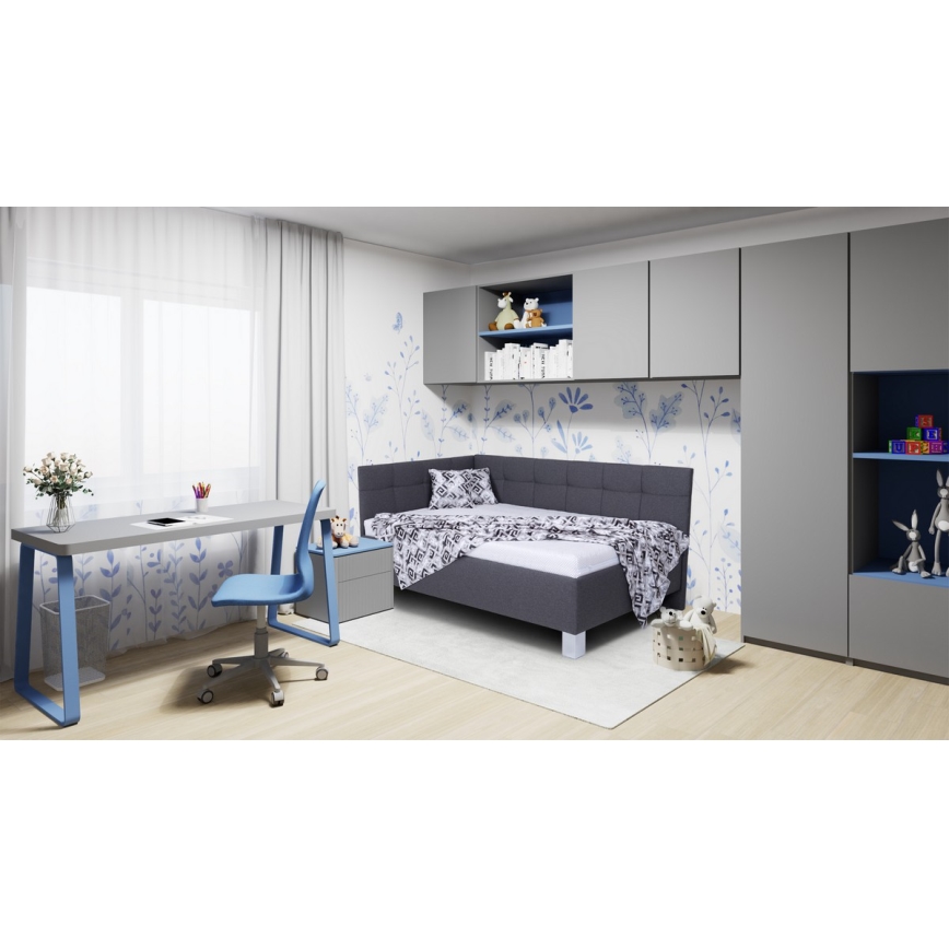 Тапицирано легло с място за съхранение без матрак MARIA PETITE 120x200 см сив