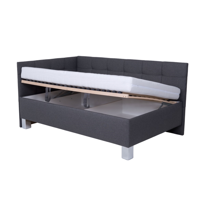 Тапицирано легло с място за съхранение без матрак MARIA PETITE 120x200 см сив