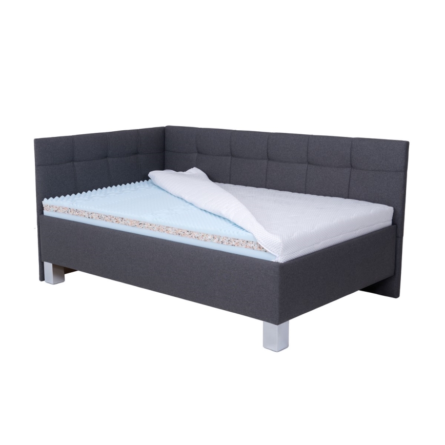 Тапицирано легло с място за съхранение без матрак MARIA PETITE 120x200 см сив