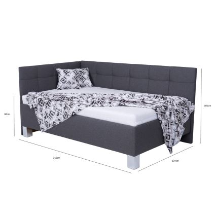 Тапицирано легло с място за съхранение без матрак MARIA PETITE 120x200 см сив