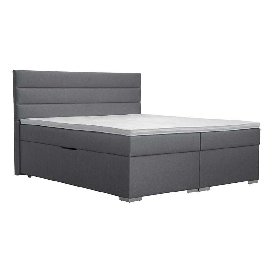 Тапицирано легло с място за съхранение и матраци с топ матрак NEW BOLERO 160x200 см сив