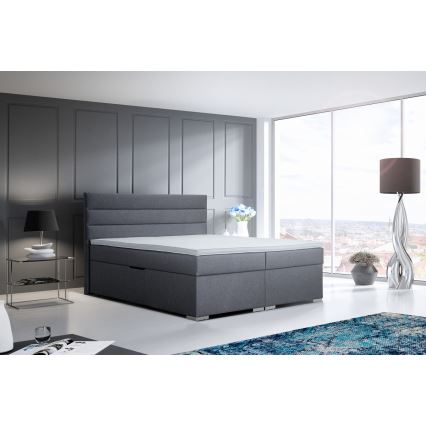 Тапицирано легло с място за съхранение и матраци с топ матрак NEW BOLERO 160x200 см сив