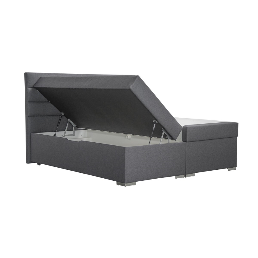 Тапицирано легло с място за съхранение и матраци с топ матрак NEW BOLERO 160x200 см сив