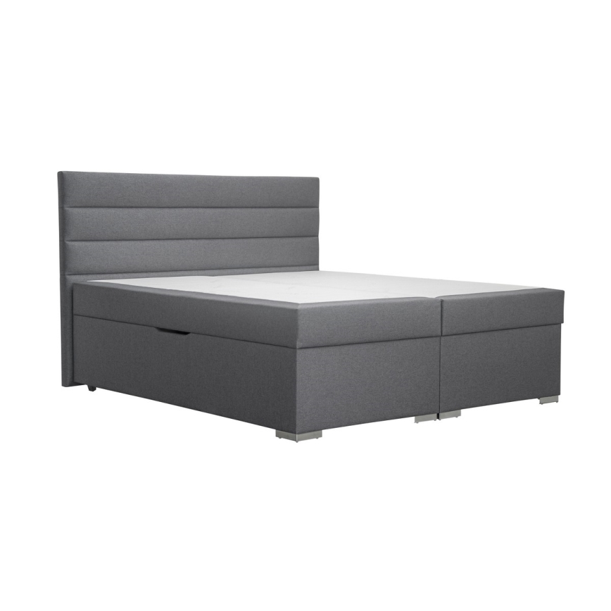 Тапицирано легло с място за съхранение и матраци с топ матрак NEW BOLERO 160x200 см сив