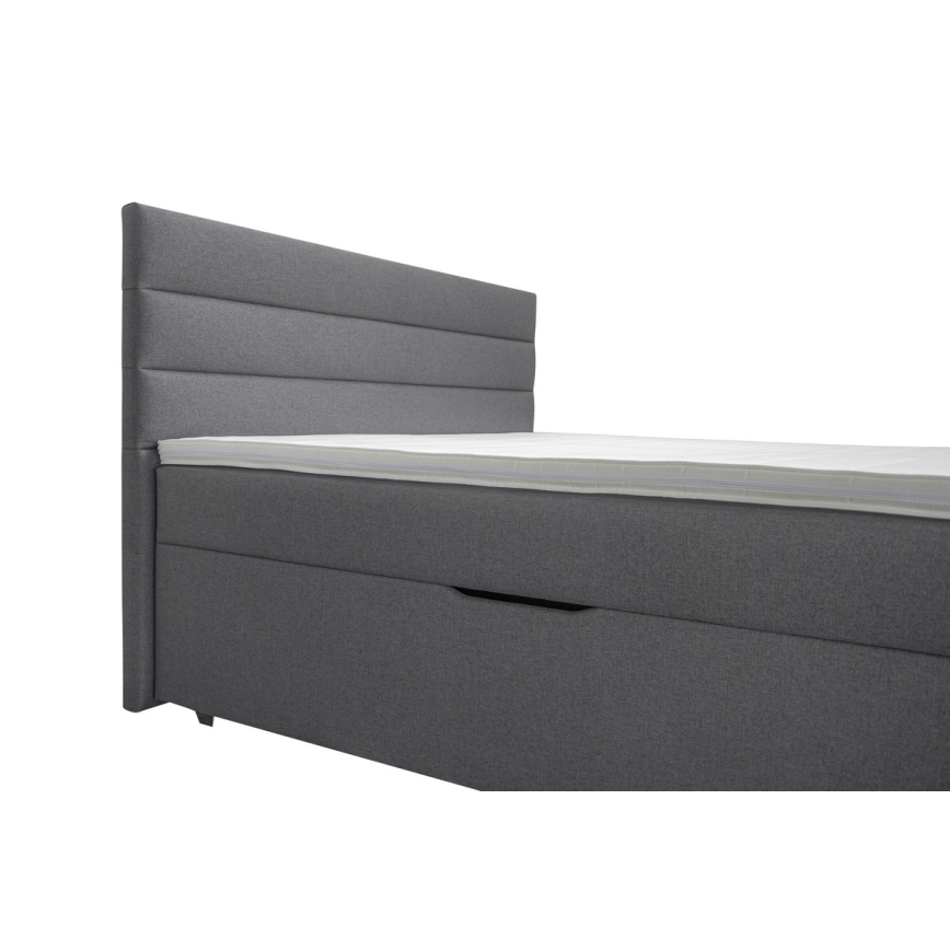 Тапицирано легло с място за съхранение и матраци с топ матрак NEW BOLERO 160x200 см сив
