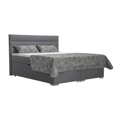 Тапицирано легло с място за съхранение и матраци с топ матрак NEW BOLERO 160x200 см сив