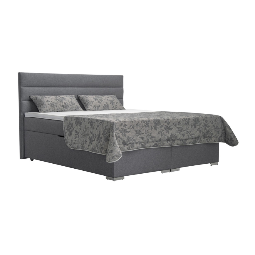 Тапицирано легло с място за съхранение и матраци с топ матрак NEW BOLERO 160x200 см сив
