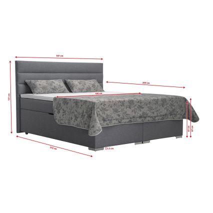 Тапицирано легло с място за съхранение и матраци с топ матрак NEW BOLERO 160x200 см сив