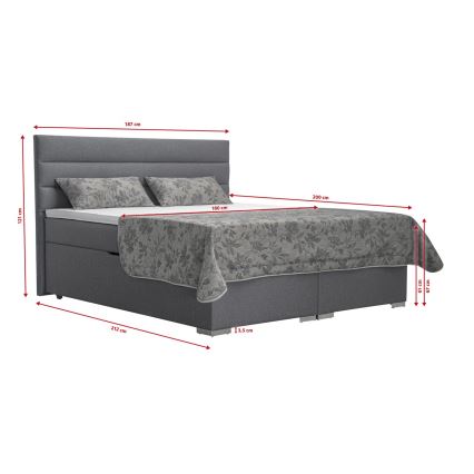 Тапицирано легло с място за съхранение и матраци с топ матрак NEW BOLERO 180x200 см сив