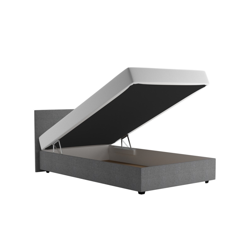 Тапицирано легло с място за съхранение и матрак DARIA 120x200 cm сиво