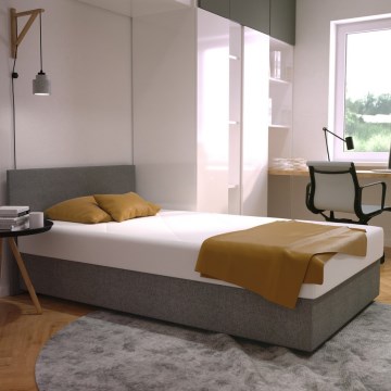 Тапицирано легло с място за съхранение и матрак DARIA 120x200 см, сиво