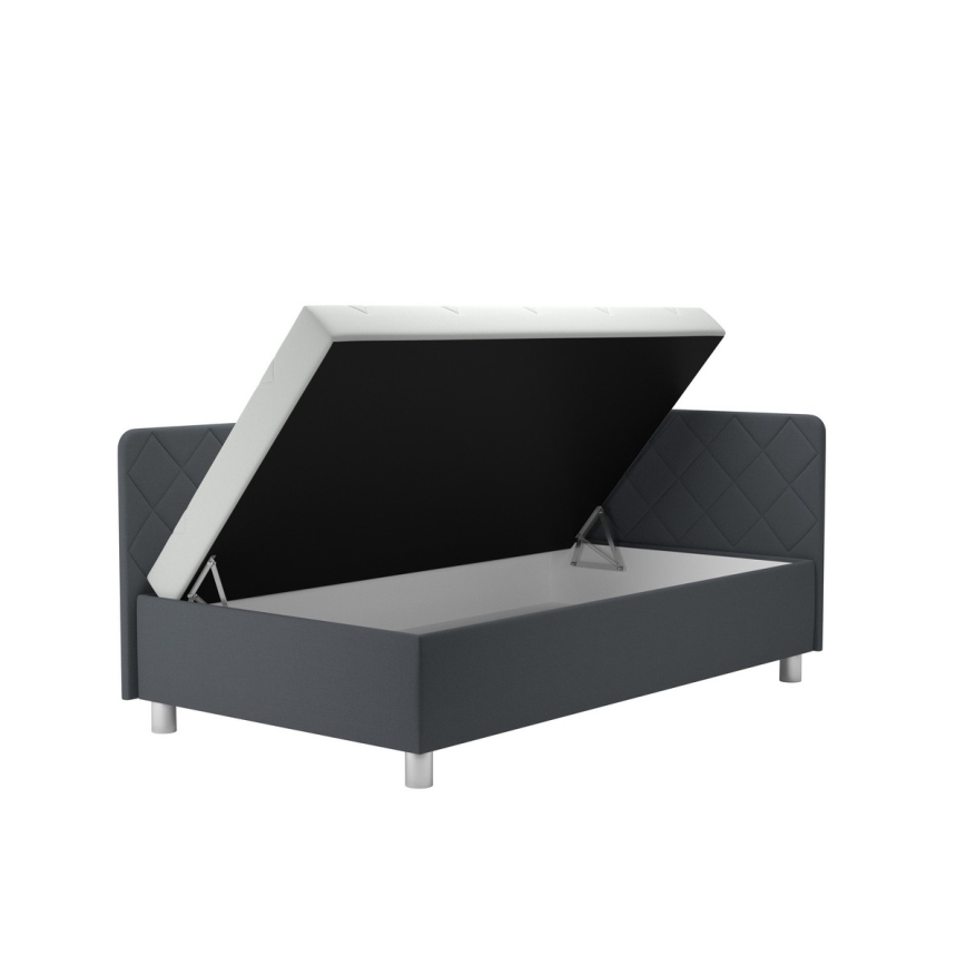 Тапицирано легло с място за съхранение и матрак EMILE 110x200 cm сиво