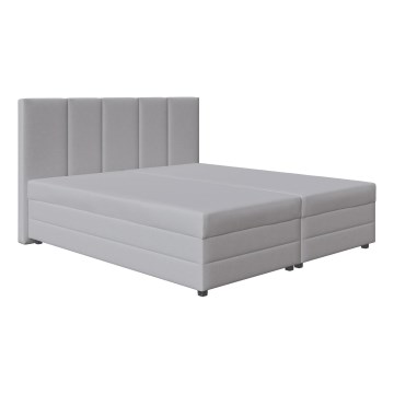 Тапицирано легло с пружинен матрак и ракла ISABEL 180x200 светлосиво