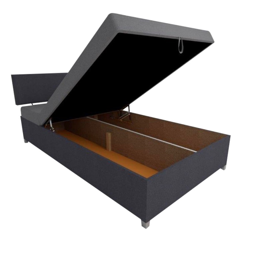 Тапицирано легло DALLAS 108x205 см с регулиране на положението и място за съхранение, сиво/антрацит