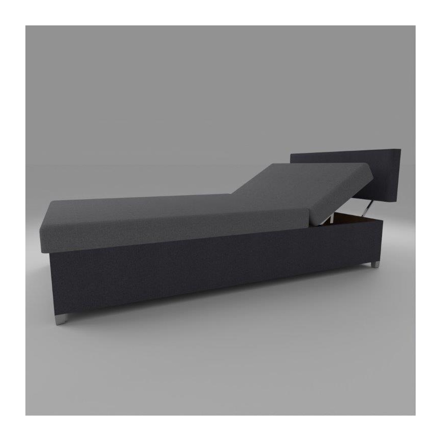 Тапицирано легло DALLAS 108x205 см с регулиране на положението и място за съхранение, сиво/антрацит
