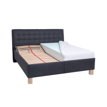 Тапицирано легло VIOLET 160x200 см с матрак и място за съхранение, цвят антрацит