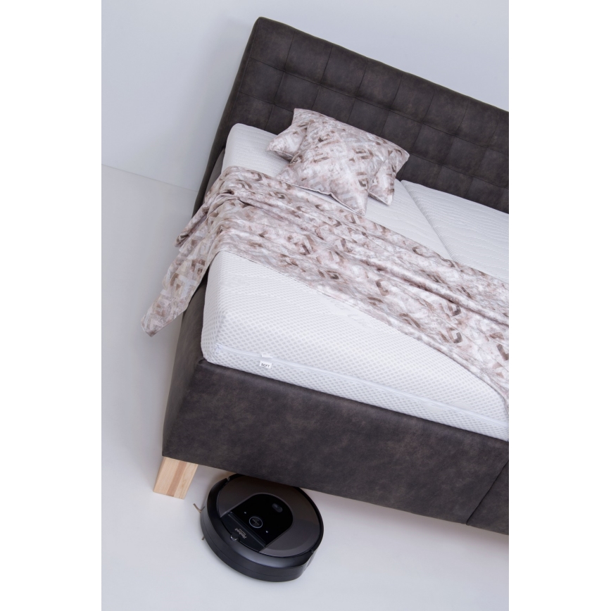 Тапицирано легло VIOLET 160x200 см с матрак и вградено място за съхранение, тъмносиво