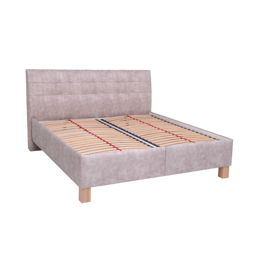 Тапицирано легло VIOLET 160x200 см с вградено място за съхранение, без матрак, бежово