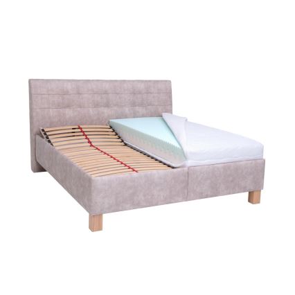 Тапицирано легло VIOLET 160x200 см с вградено място за съхранение, без матрак, бежово