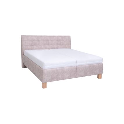 Тапицирано легло VIOLET 160x200 см с вградено място за съхранение, без матрак, бежово