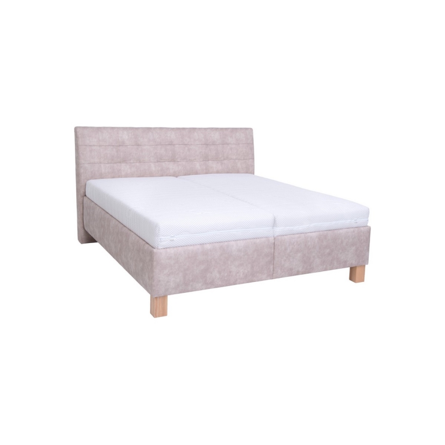 Тапицирано легло VIOLET 160x200 см с вградено място за съхранение, без матрак, бежово