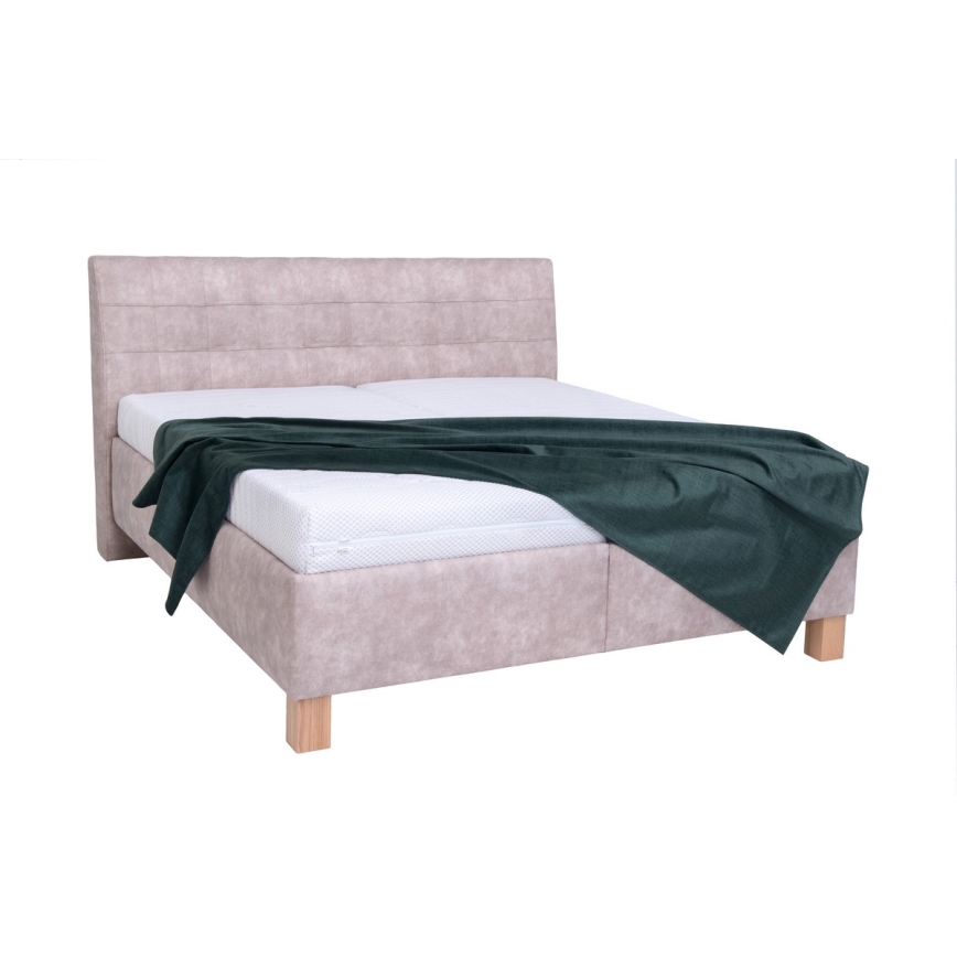 Тапицирано легло VIOLET 160x200 см с вградено място за съхранение, без матрак, бежово