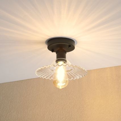 Таванен плафон TRISH 1xE27/15W/230V черен/прозрачен