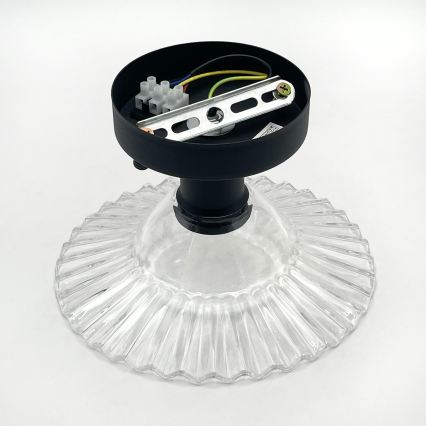 Таванен плафон TRISH 1xE27/15W/230V черен/прозрачен