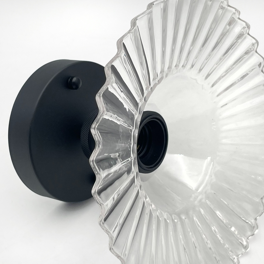 Таванен плафон TRISH 1xE27/15W/230V черен/прозрачен