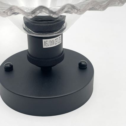 Таванен плафон TRISH 1xE27/15W/230V черен/прозрачен