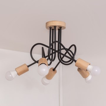 Таванен полилей OXFORD 5xE27/15W/230V бор/черен