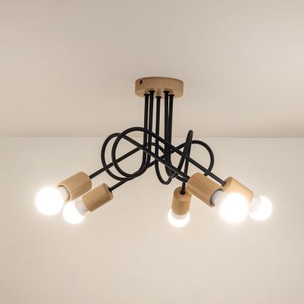 Таванен полилей OXFORD 5xE27/15W/230V бор/черен