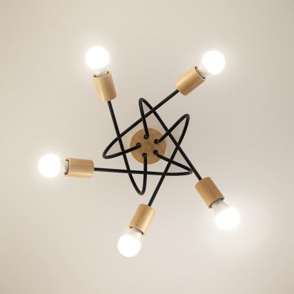 Таванен полилей OXFORD 5xE27/15W/230V бор/черен