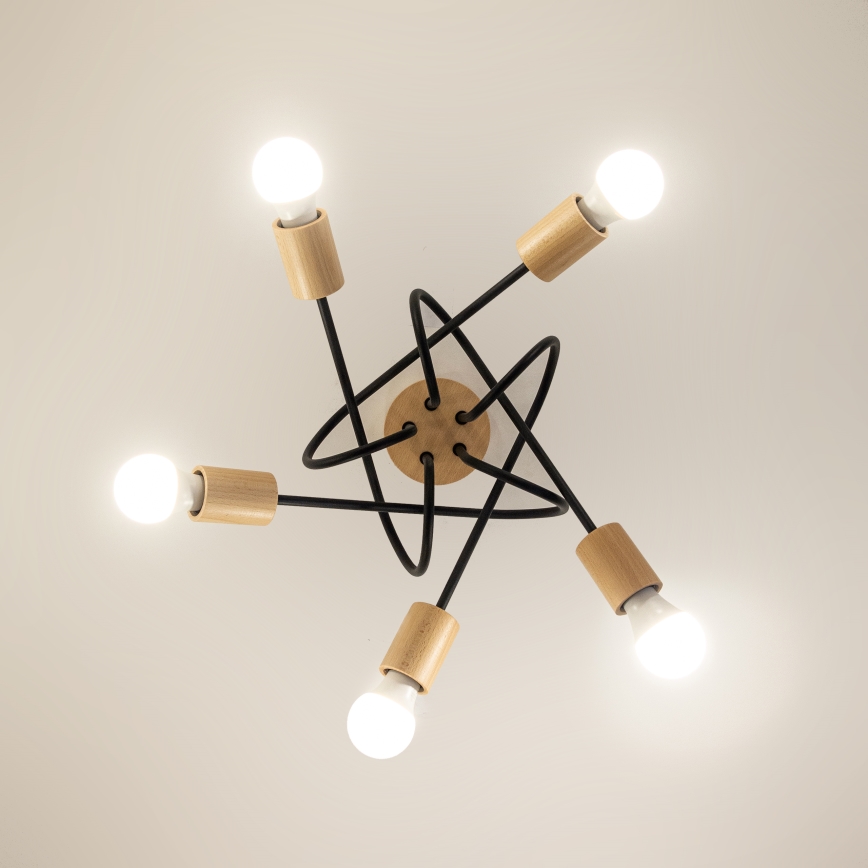 Таванен полилей OXFORD 5xE27/15W/230V бор/черен